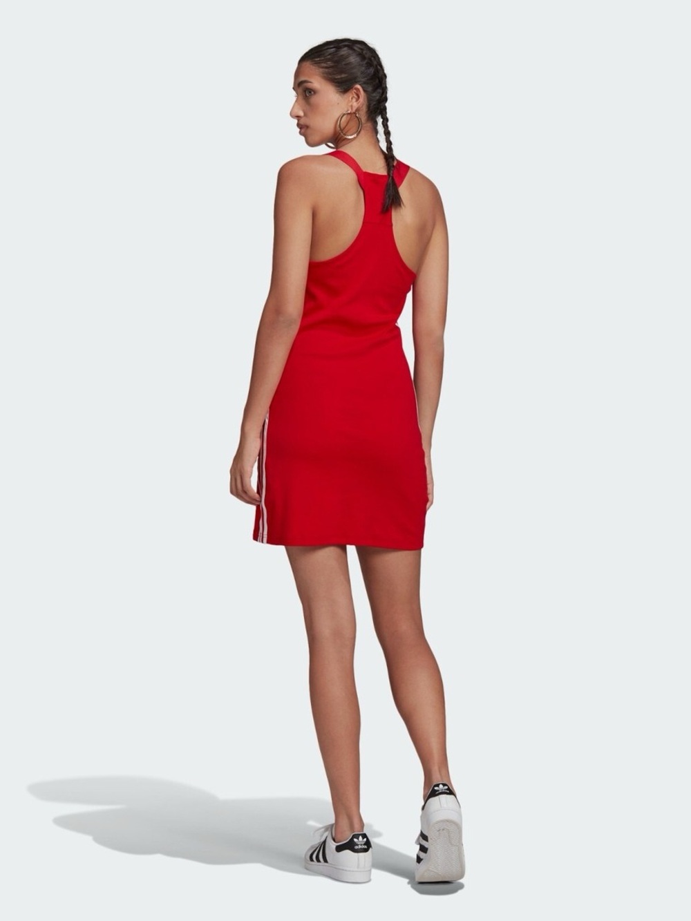 Adidas Originals Adicolor Racerback Red Dress with White Stripes Size Medium - Picture 2 of 15